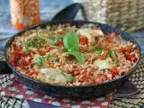 Рецепт Одно блюдо с курицей, рисом с помидорами и перцем