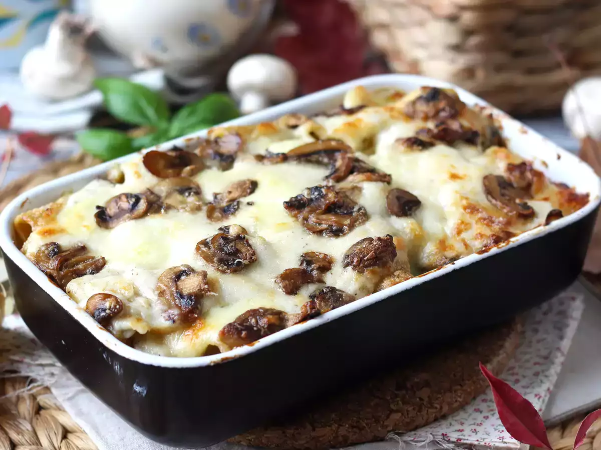 Рецепт Pasta al forno ai funghi: идеальный сливочный и тягучий рецепт для осени