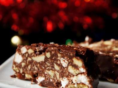 Рецепт Шоколадный батончик с зефиром и печеньем