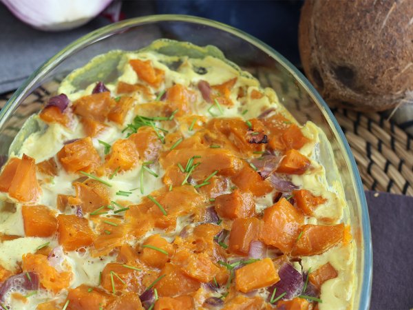Рецепт Гратен из сладкого картофеля со вкусом кокосового молока и карри