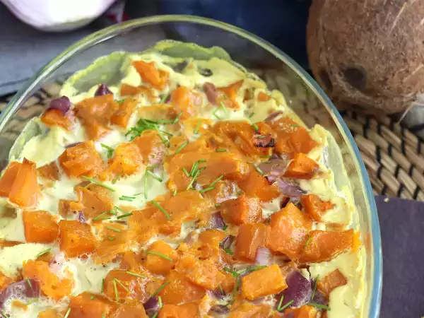 Рецепт Гратен из сладкого картофеля со вкусом кокосового молока и карри