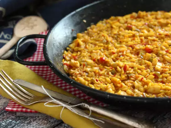 Рецепт Простой рис с кальмарами