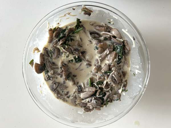 Флан со шпинатом и грибами - Подготовка этап 9