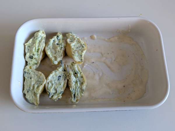 Конкильони, фаршированные рикоттой, кабачками и лимоном: сливочный и запеченный в духовке - Подготовка этап 7