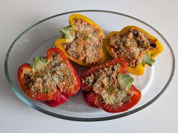 Запеченные вегетарианские фаршированные перцы: простой и вкусный рецепт с овощами и сыром моцарелла - Подготовка этап 7