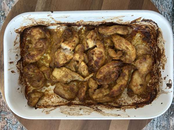 Куриный шаурма, приготовленный в фритюрнице Air Fryer, с лавашем и соусом тахини - Подготовка этап 6