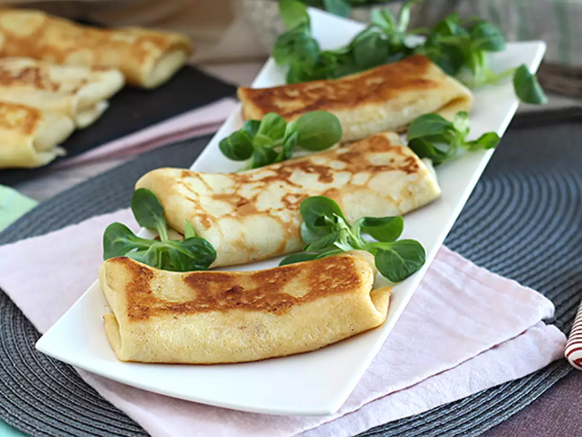 Блинчики с начинкой из соуса бешамель, сыра и ветчины - фото 2