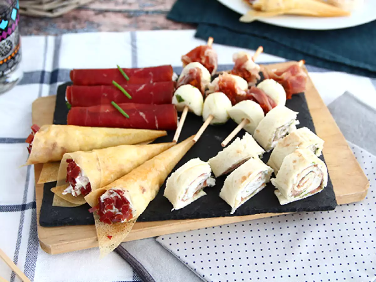 Четыре закуски с вяленой говядиной