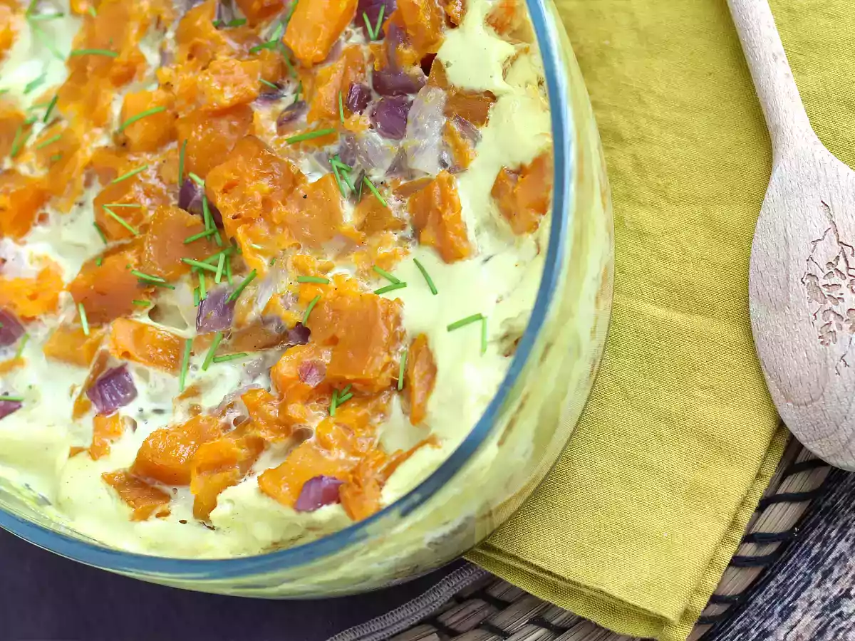 Гратен из сладкого картофеля со вкусом кокосового молока и карри - фото 5