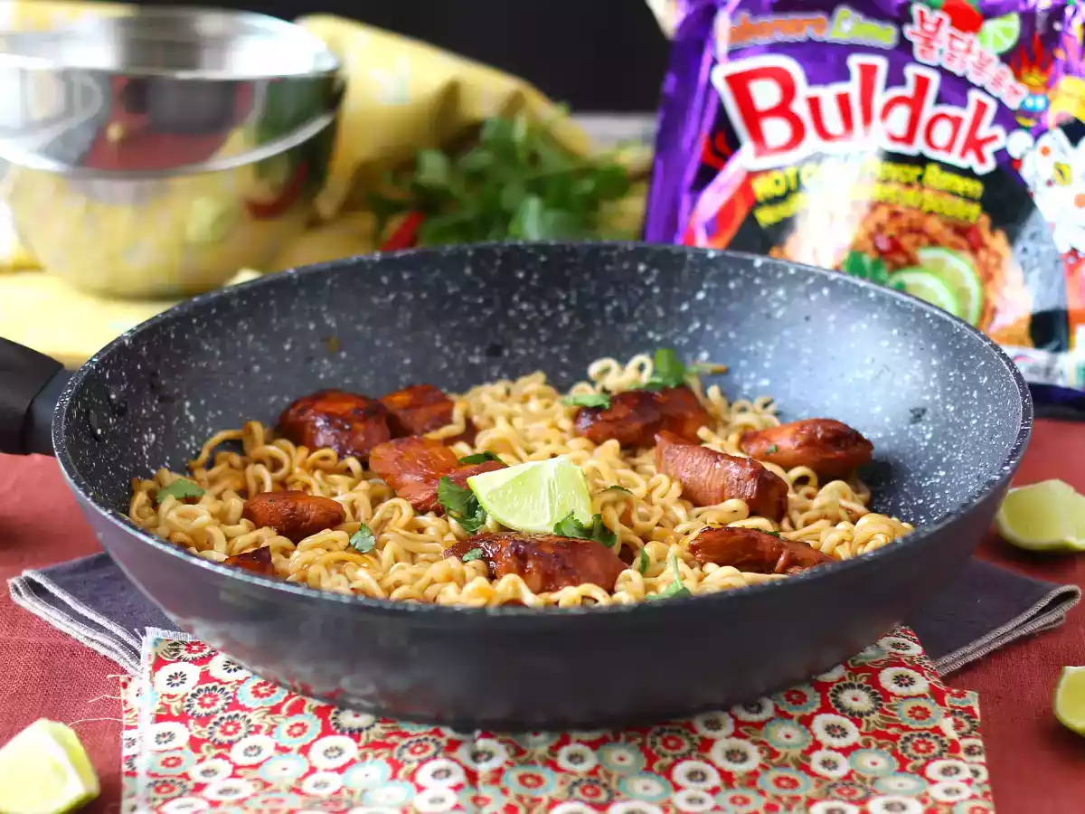 Как приготовить лапшу булдак хабанеро лайм, рецепт с маринованной курицей! - фото 2