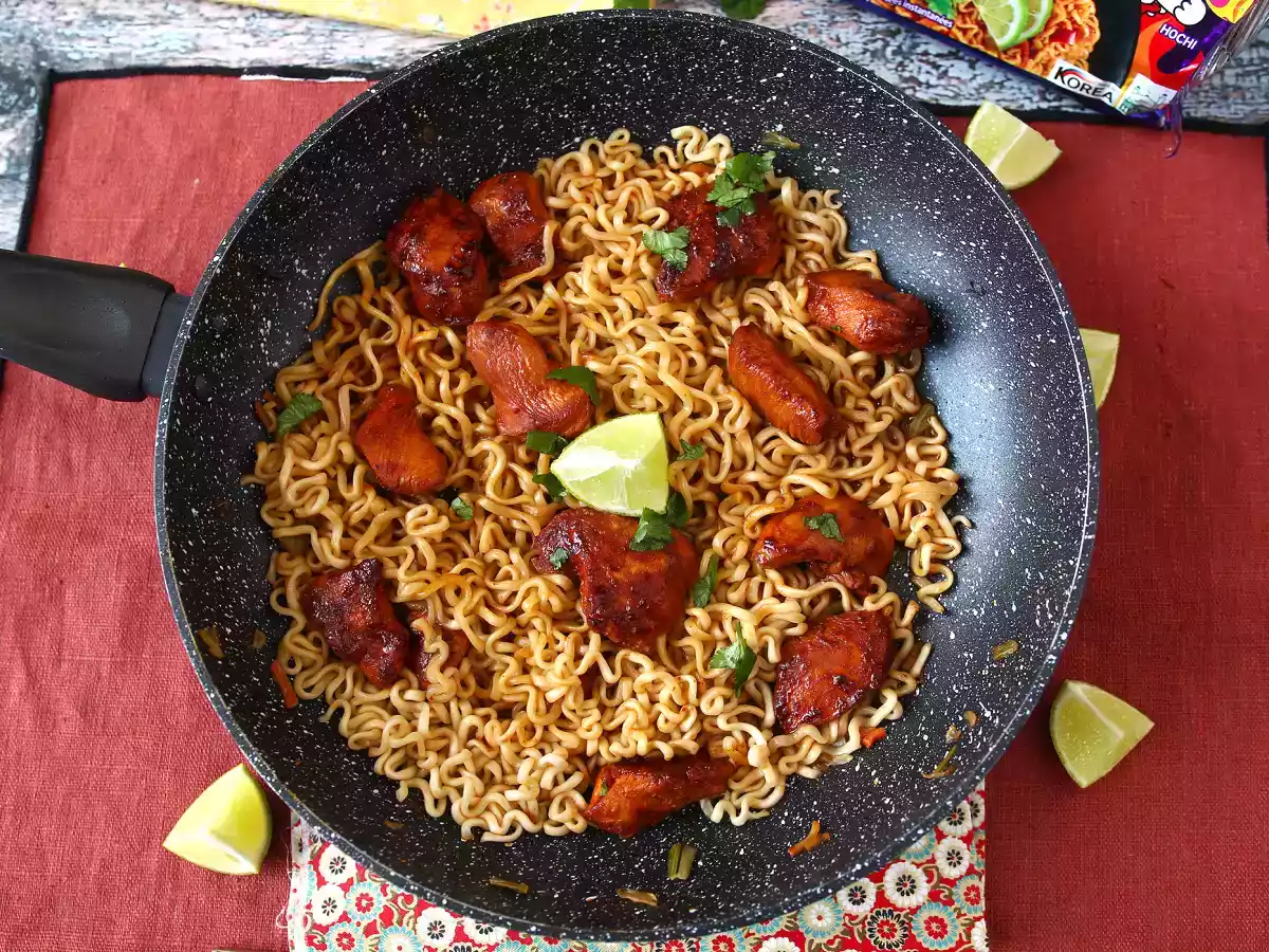 Как приготовить лапшу булдак хабанеро лайм, рецепт с маринованной курицей! - фото 3