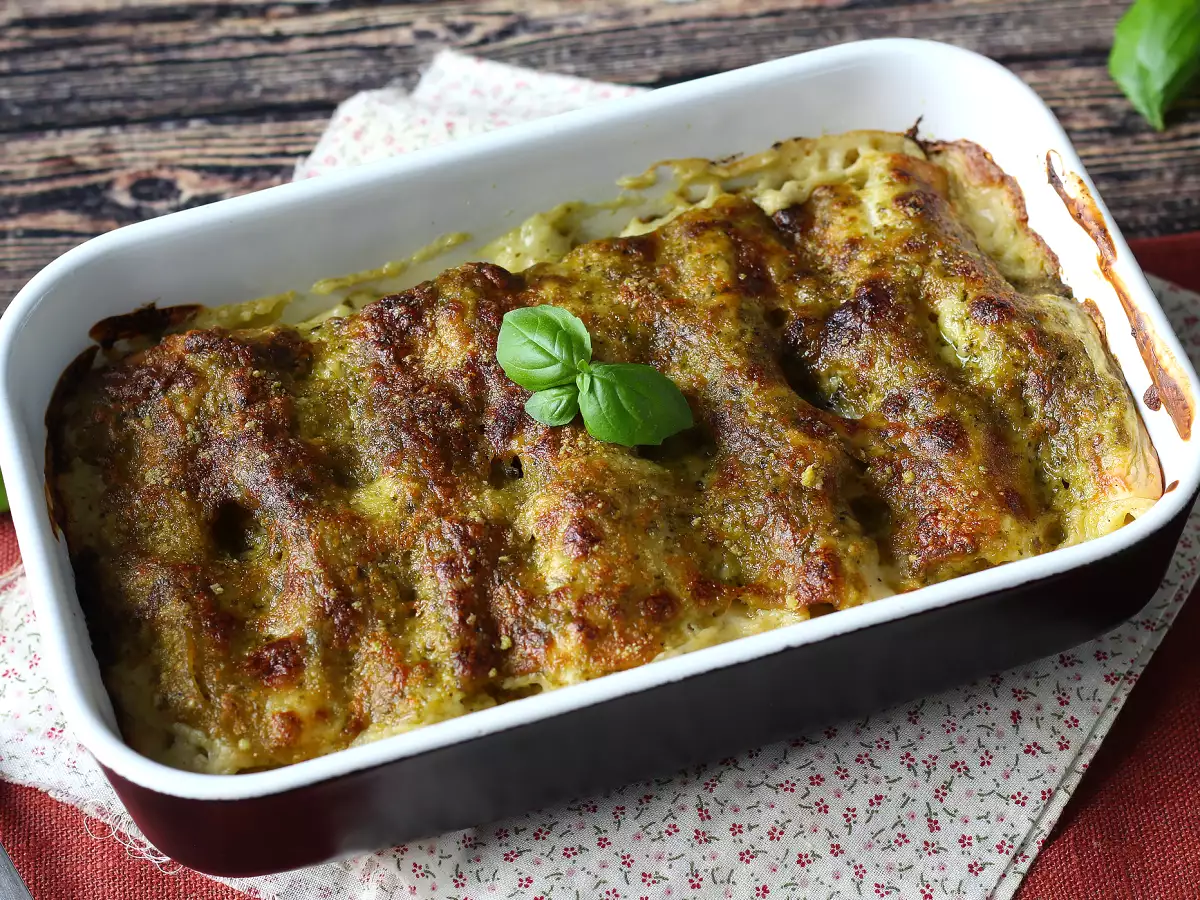Каннеллони с песто: нежные, под сырной корочкой — простой и вкусный рецепт