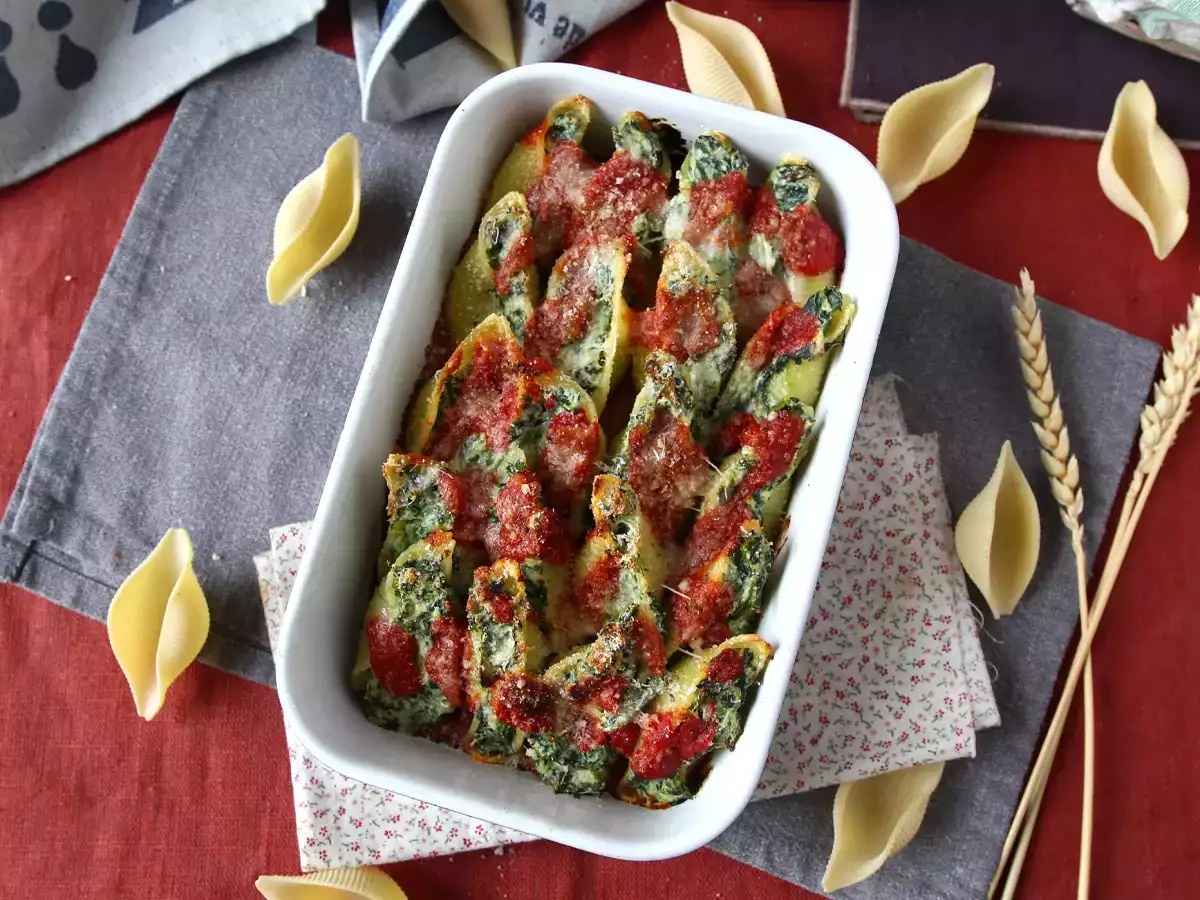 Конкильони с рикоттой и шпинатом: вкусное вегетарианское блюдо, запечённое в духовке - фото 6