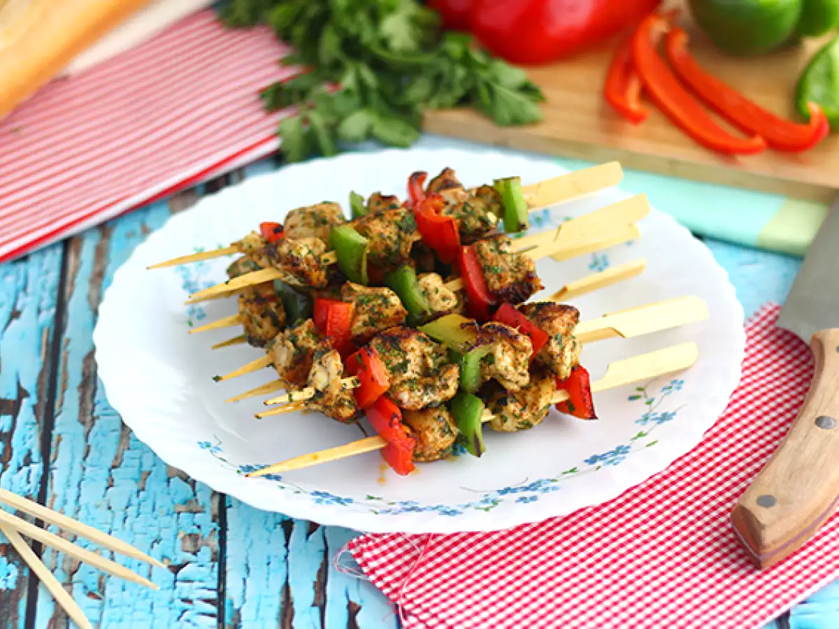 Куриные шашлычки с болгарским перцем