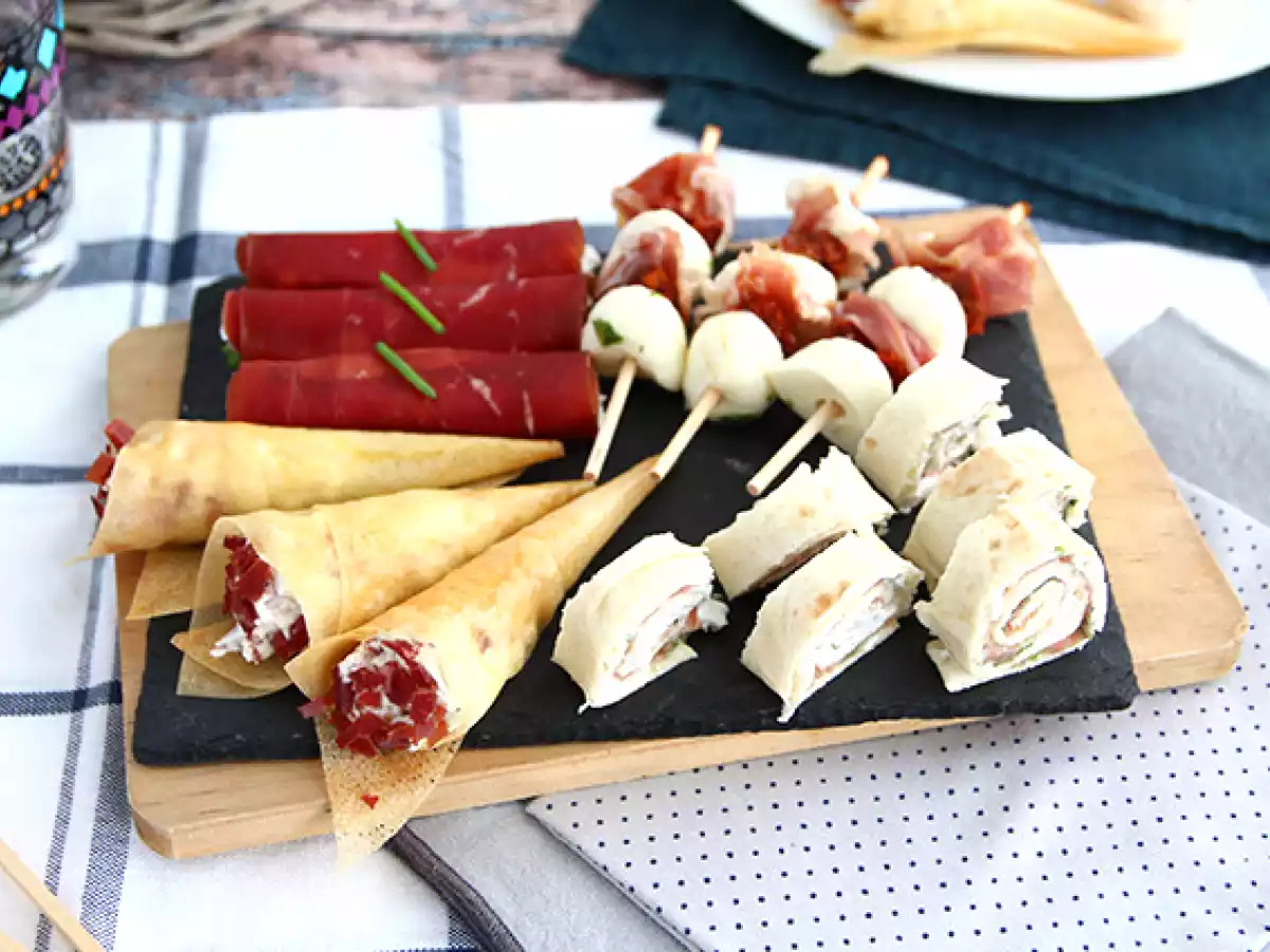 Квартет аперитивов из вяленого мяса