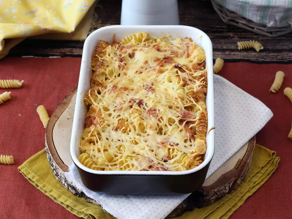 Макаронная запеканка с ветчиной и сыром в аэрогриле - фото 4