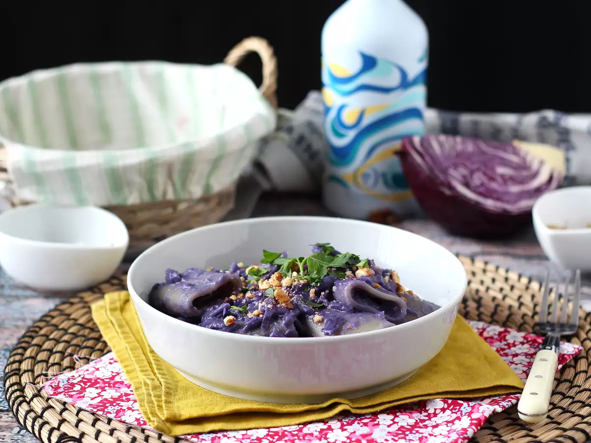 Паста с краснокочанной капустой и грецкими орехами — эффектное и простое в приготовлении блюдо - фото 2