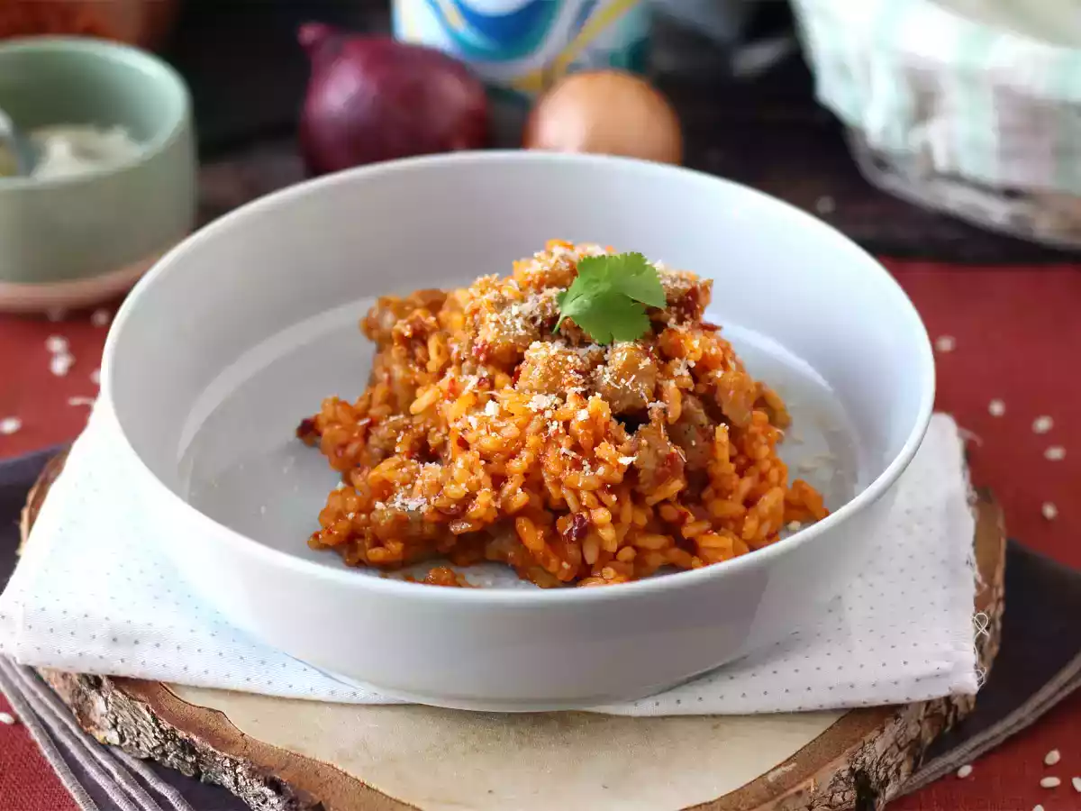 Ризотто 'ндуджа с колбасой, первое блюдо с насыщенным вкусом - фото 2