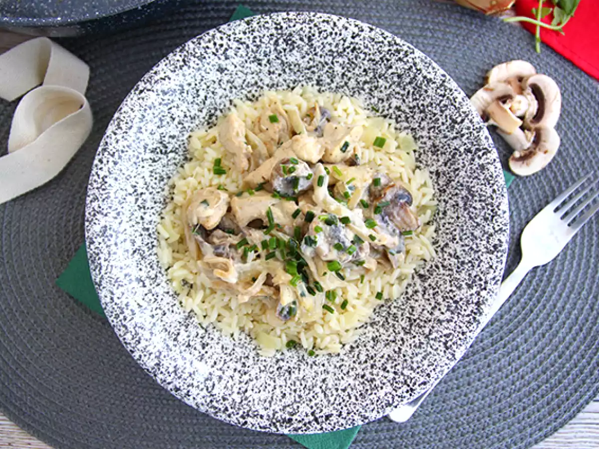 Сливочная курица с грибами