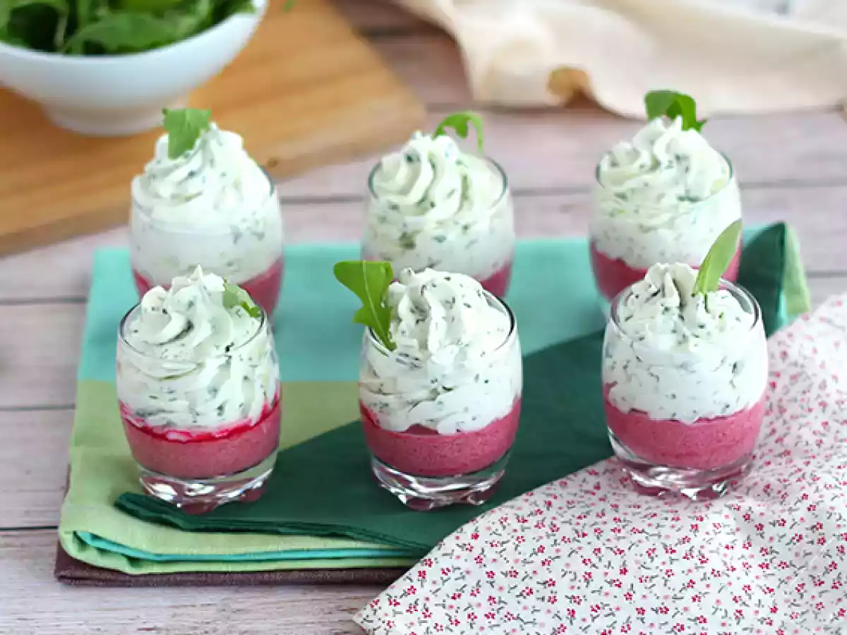 Веррины с муссом из свеклы и рукколы